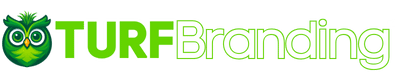 Turf Branding - Green White lawn care marketing logo 